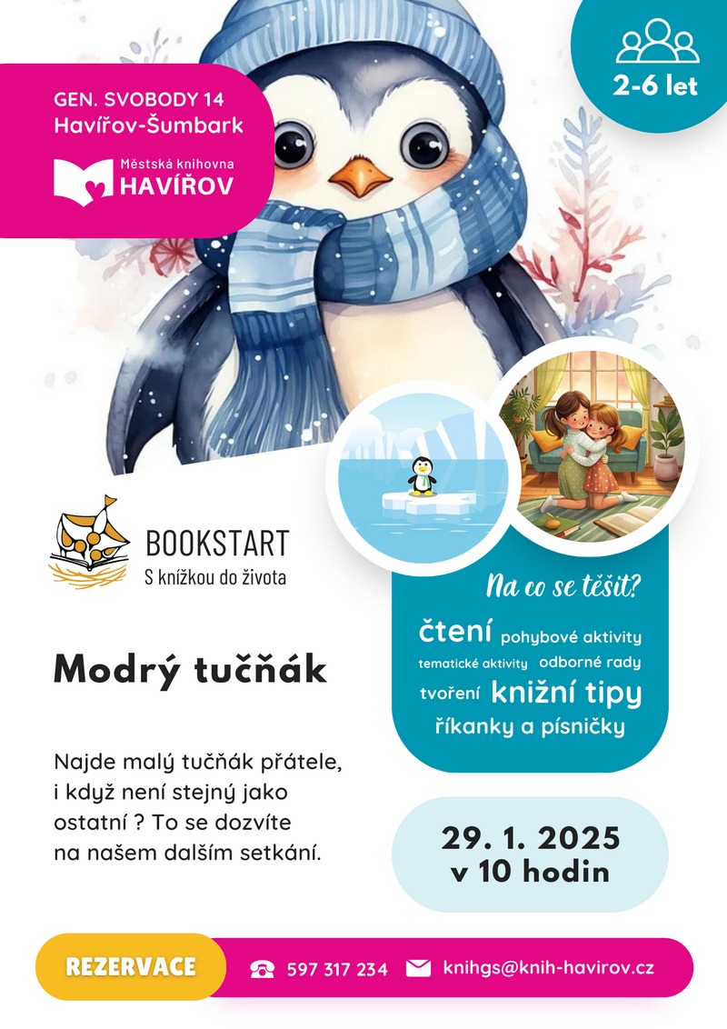 Pozvání na akci - Bookstart - Modrý tučňák