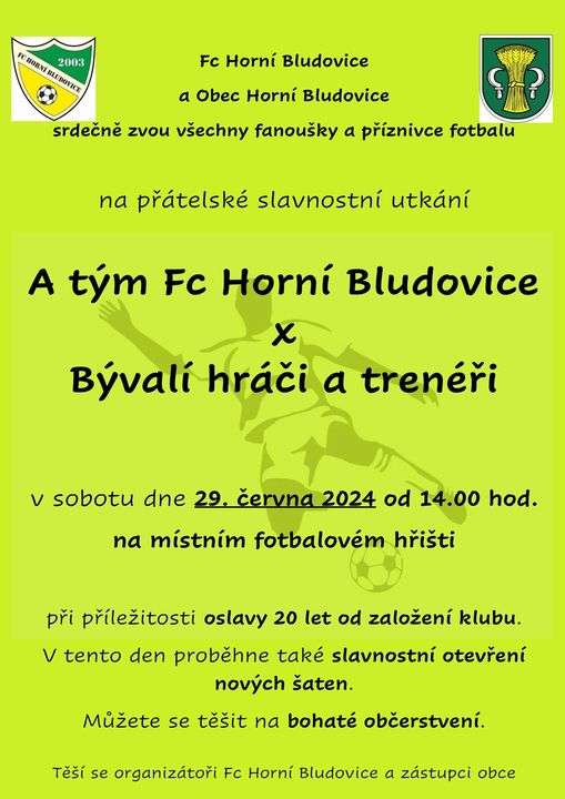 Pozvání na akci - Slavnostní fotbalové utkání Horní Bludovice