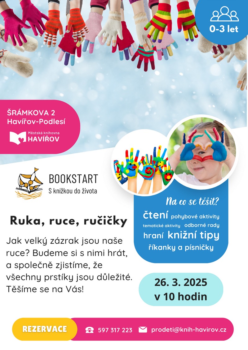 Pozvání na akci - Bookstrart - ruka,ruce, rukavičky