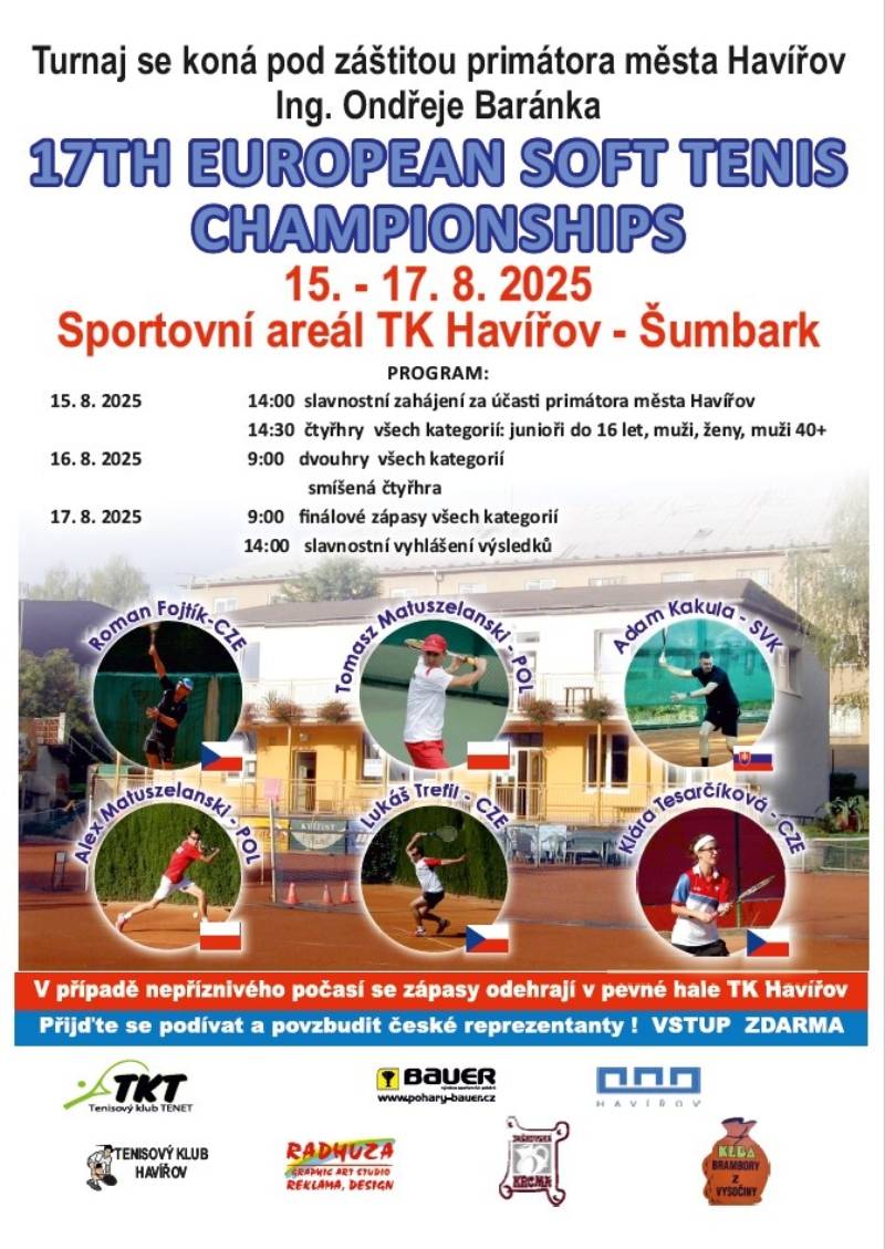 pozvání na akci 17th european soft tenis schampionships