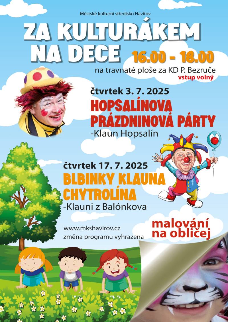 Pozvání na akci - Za kulturákem na dece - zábava s klauny
