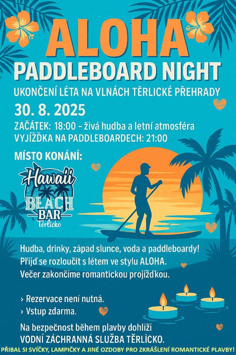 Pozvání na akci - Aloha - paddleboard night