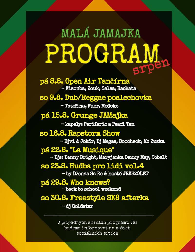 Pozvání na akci - Malá jamajka - Srpen