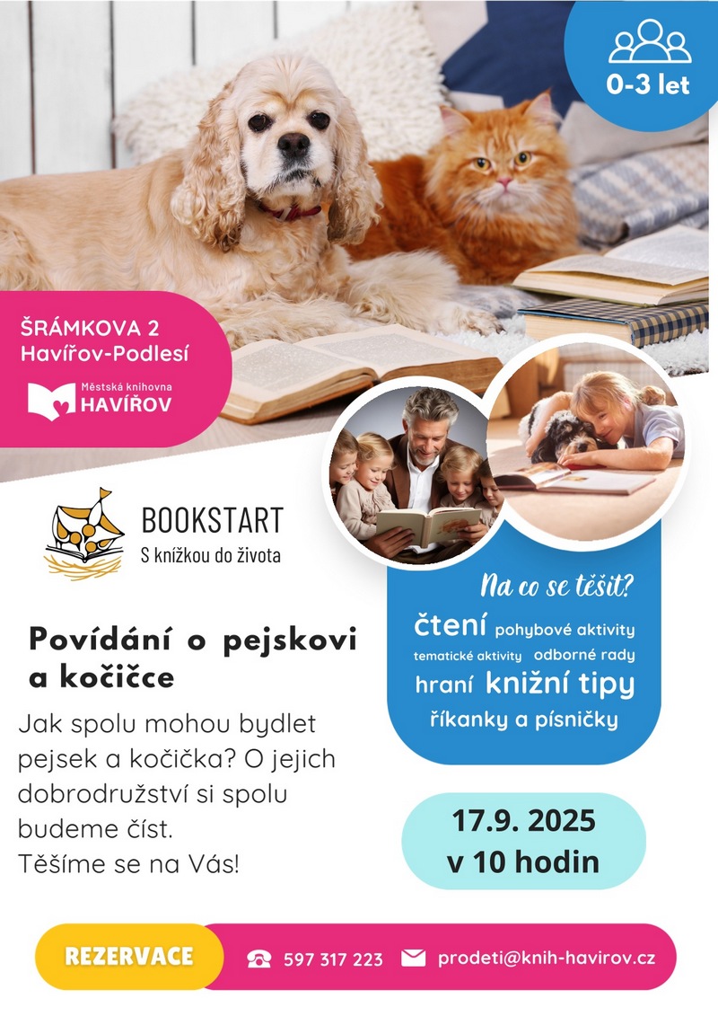Pozvání na akci - Bookstart : Povídání o pejskovi a kočičce