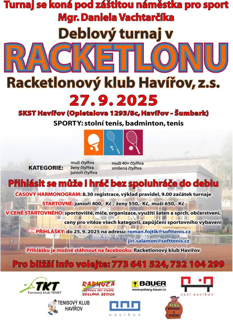 Pozvání na akci - Deblový turnaj v racketlonu