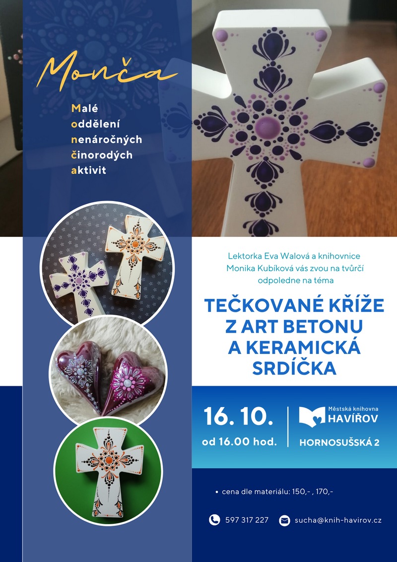 Pozvání na akci - Monča: tečkované kříže a srdíčka
