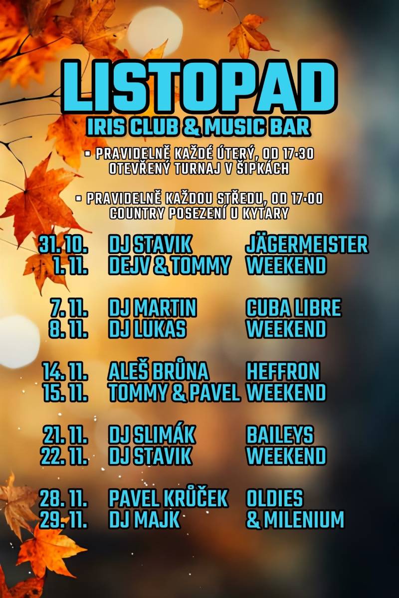 Pozvání na akci - Iris club - listopad