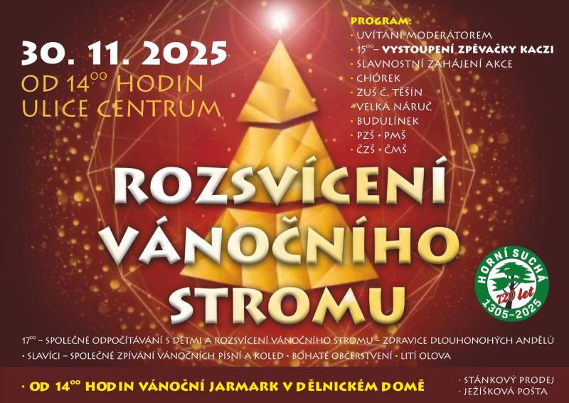 Pozvání na akci - Rozsvícení vánočního stromu - Horní Suchá