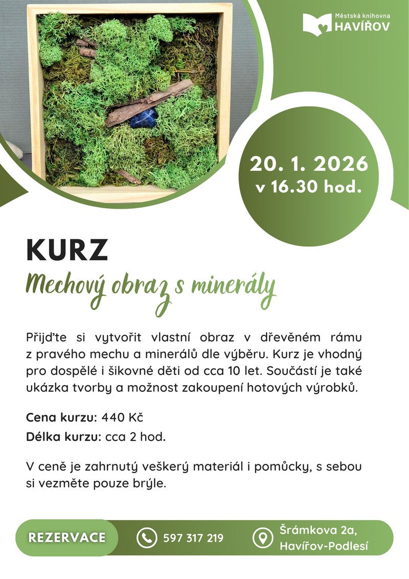 Pozvání na akci - Kurz : Mechový obraz s minerály