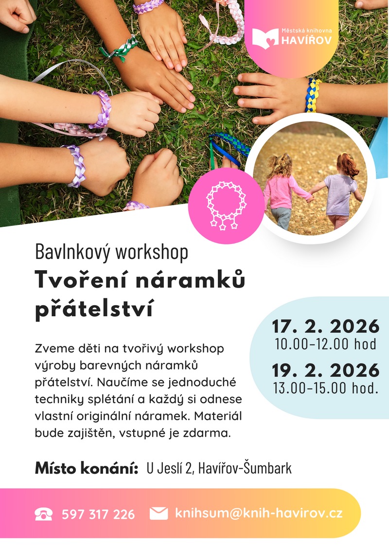 Pozvání na akci - Bavlnkový workshop : Náramky přátelství