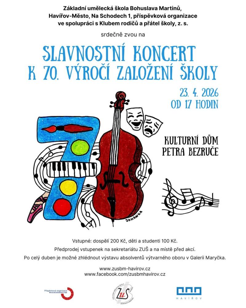 Pozvání na akci - Slavnostní koncert k 70. výročí založení školy