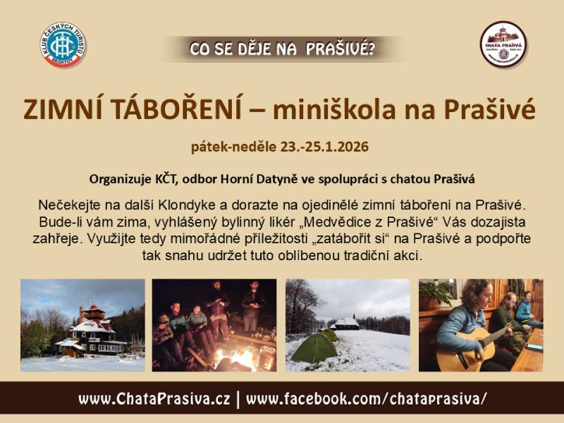 Pozvání na akci - Zimní táboření - miniškolka na Prašivé