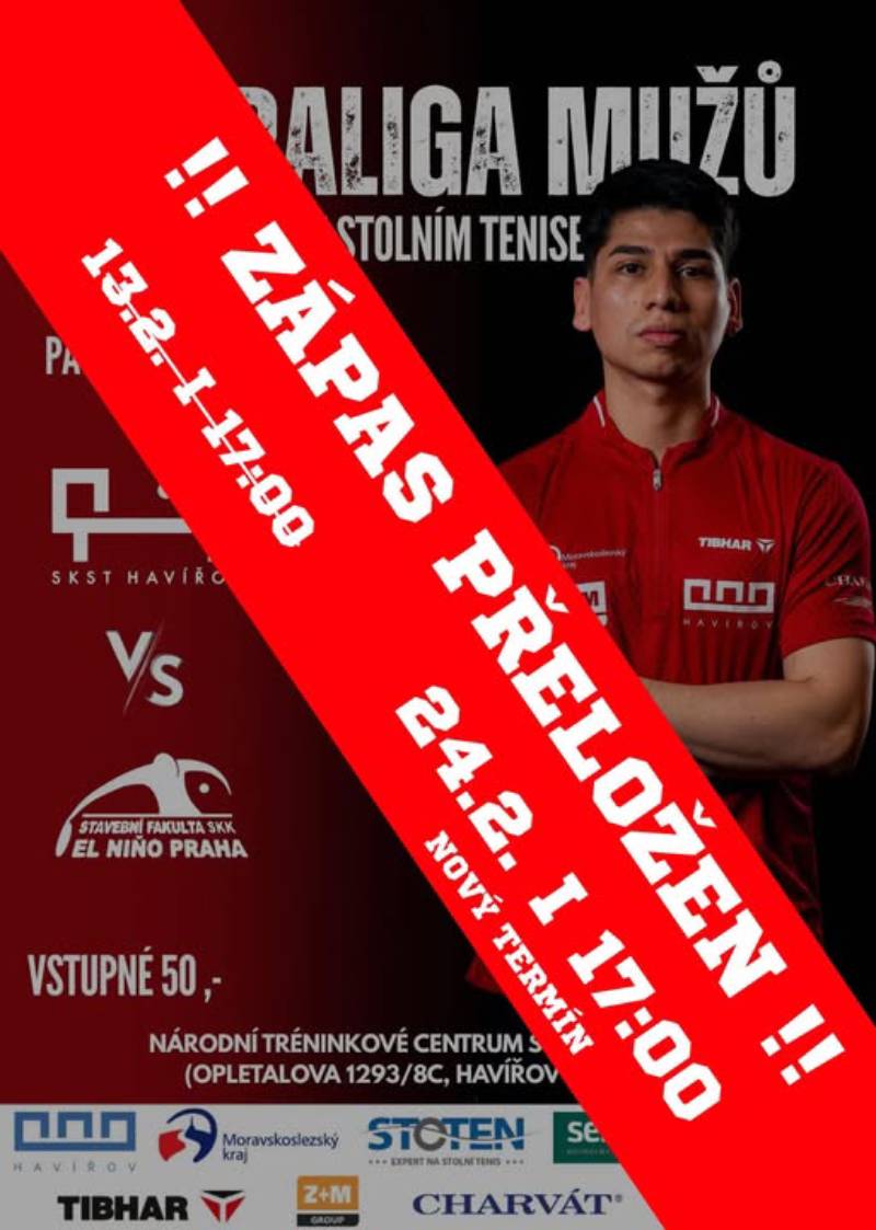 Pozvání na akci - Extraliga mužů ve stolním tenise