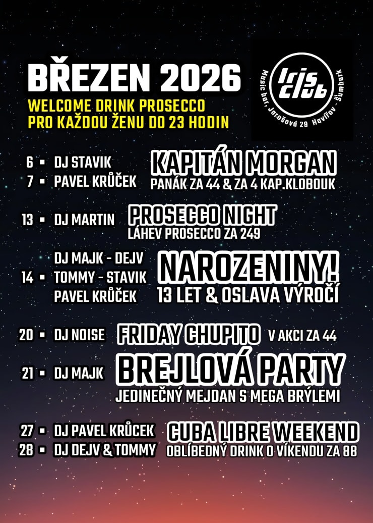 Pozvání na akci - Iris club - březen