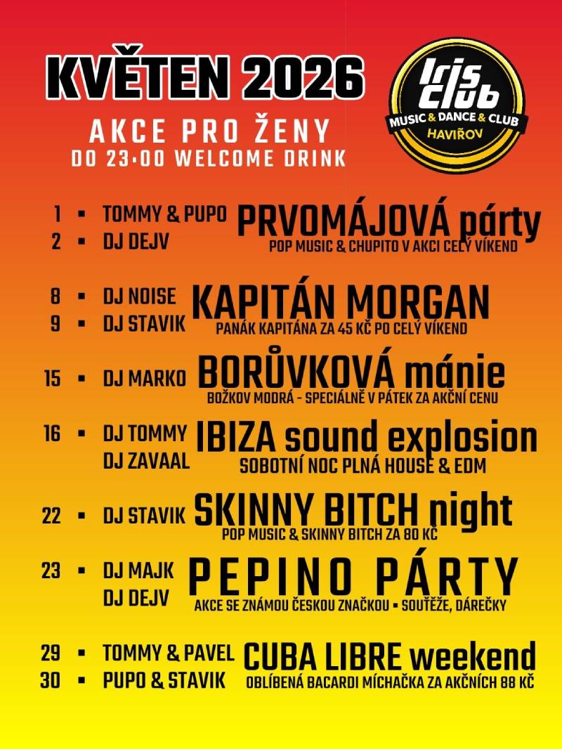 Pozvání na akci - Iris Club - Květen
