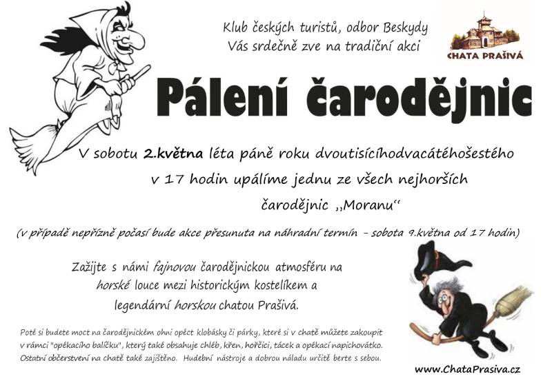 Pozvání na akci - Pálení čarodějnic na Prašivé