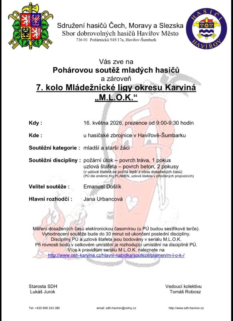 Pozvání na akci - Pohárová soutěž mladých hasičů