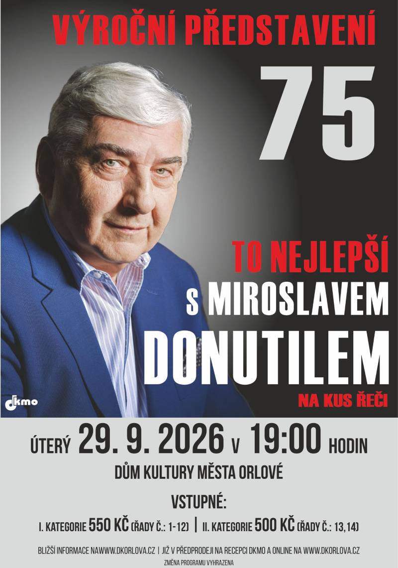 Pozvání na akci - Výroční představení 75 - Miroslav Donutil