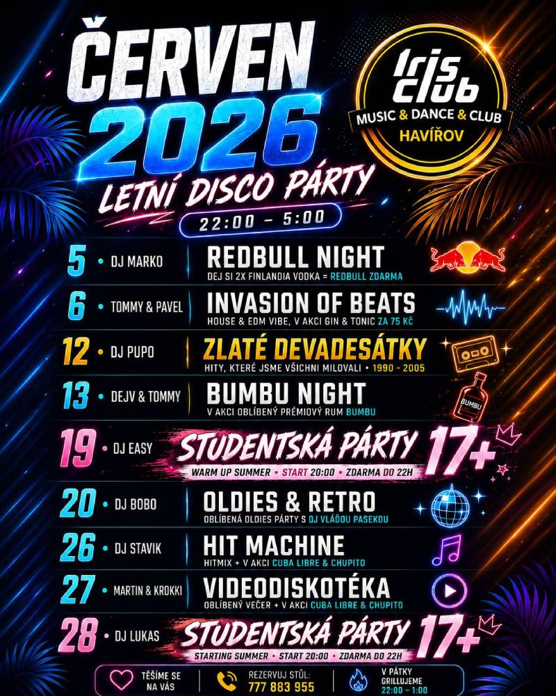 Pozvání na akci - Iris club - červen