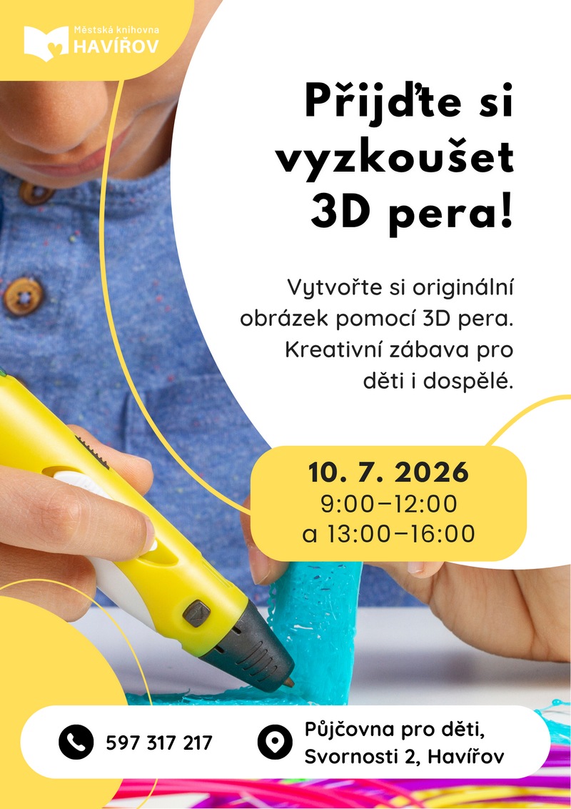 Pozvání na akci - Přijďte si vyzkoušet 3D pera