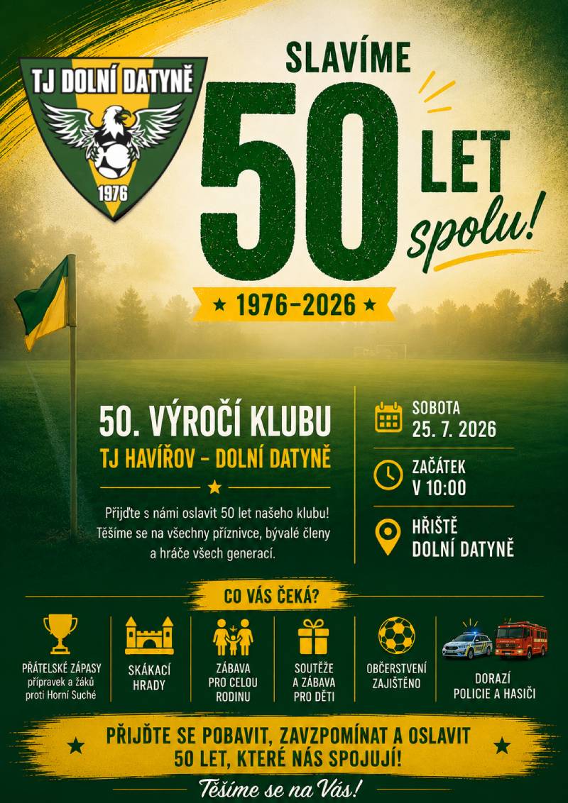 Pozvání na akci - 50. výročí klubu TJ Havířov - Dolní Datyně