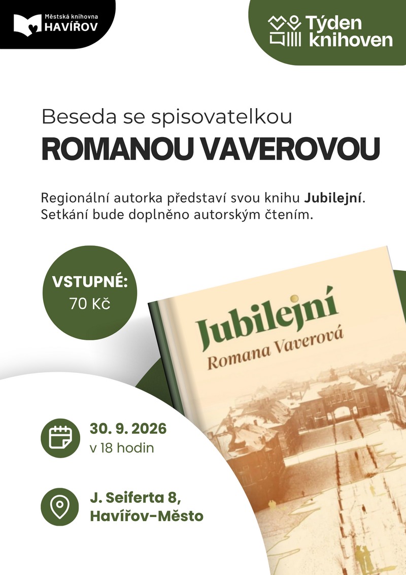 Pozvání na akci - Beseda se spisovatelkou Romanou Vaverovou