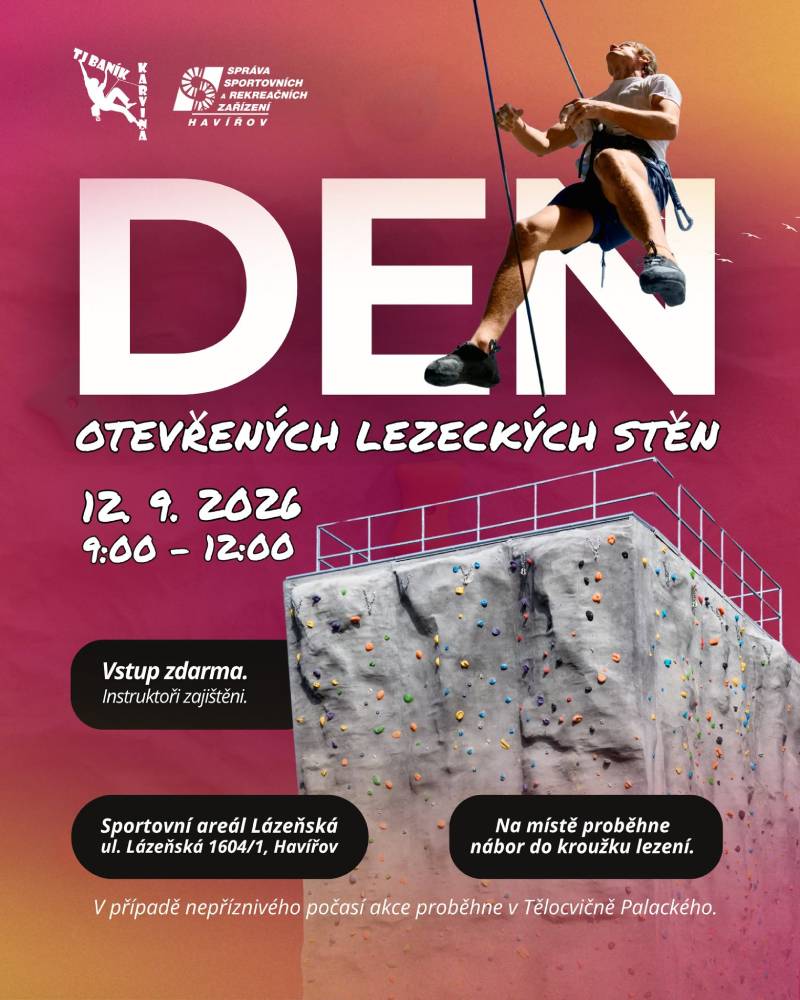 Pozvání na akci - Den otevřených lezeckých stěn