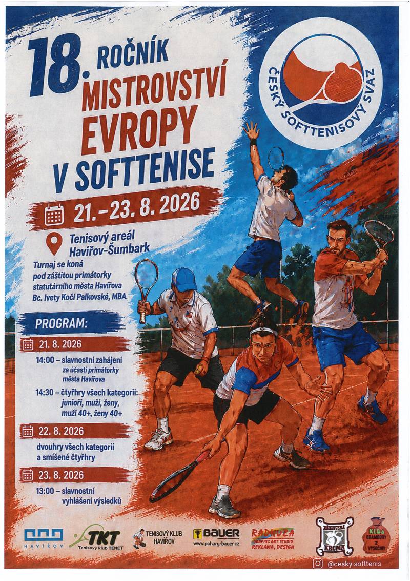 Pozvání na akci - 18. ročník mistrovství Evropy v softtenise