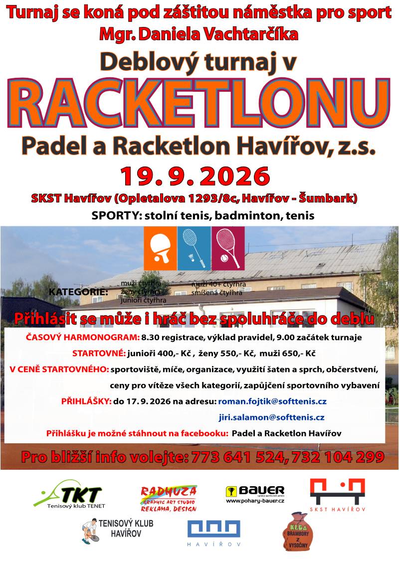 Pozvání na akci - Deblový turnaj v racketlonu