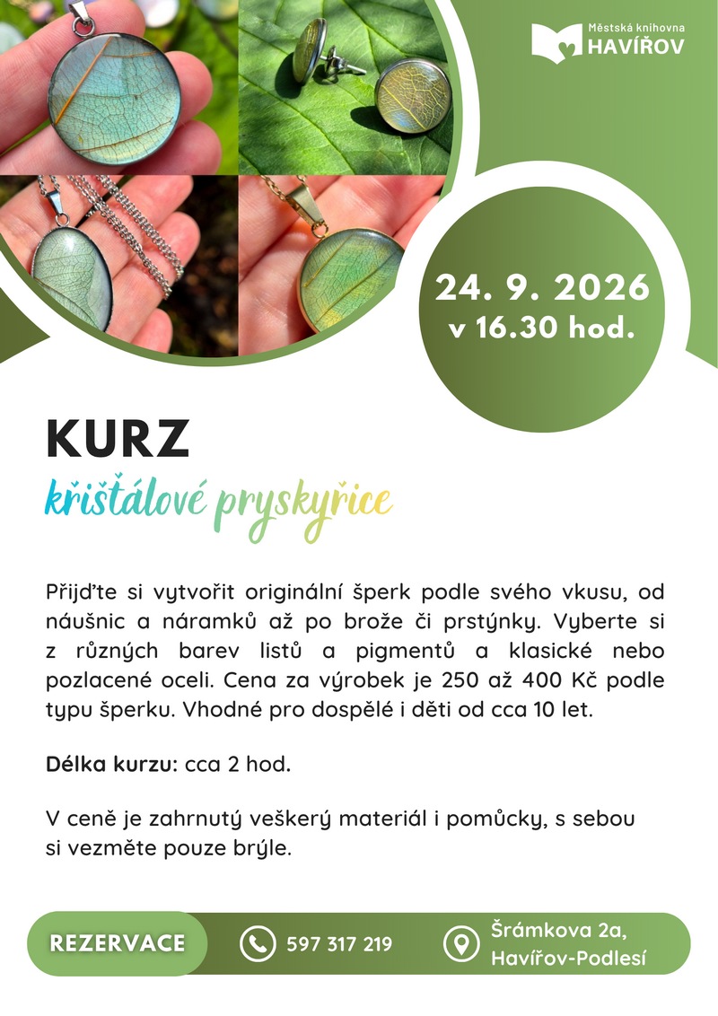 Pozvání na akci - Kurz křišťálové pryskyřice