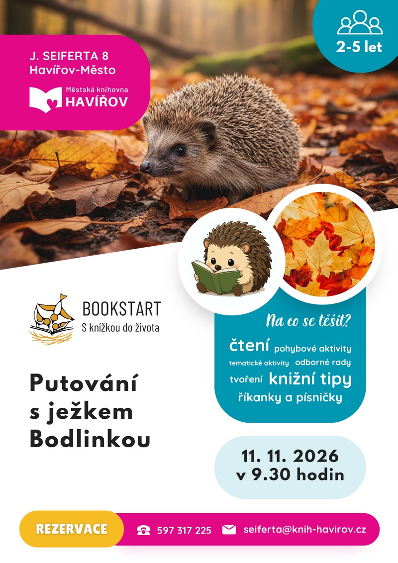 Pozvání na akci - Bookstart - Putování s ježkem Bodlinkou