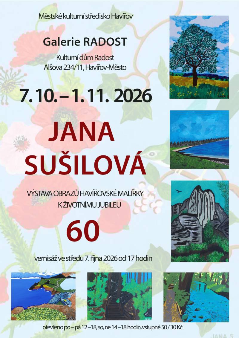 Pozvání na akci - Výstava obrazů havířovské malířky Jany Sušilové
